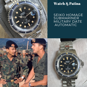 Seiko Submariner vintage 5513 automatic hommage diver Military date