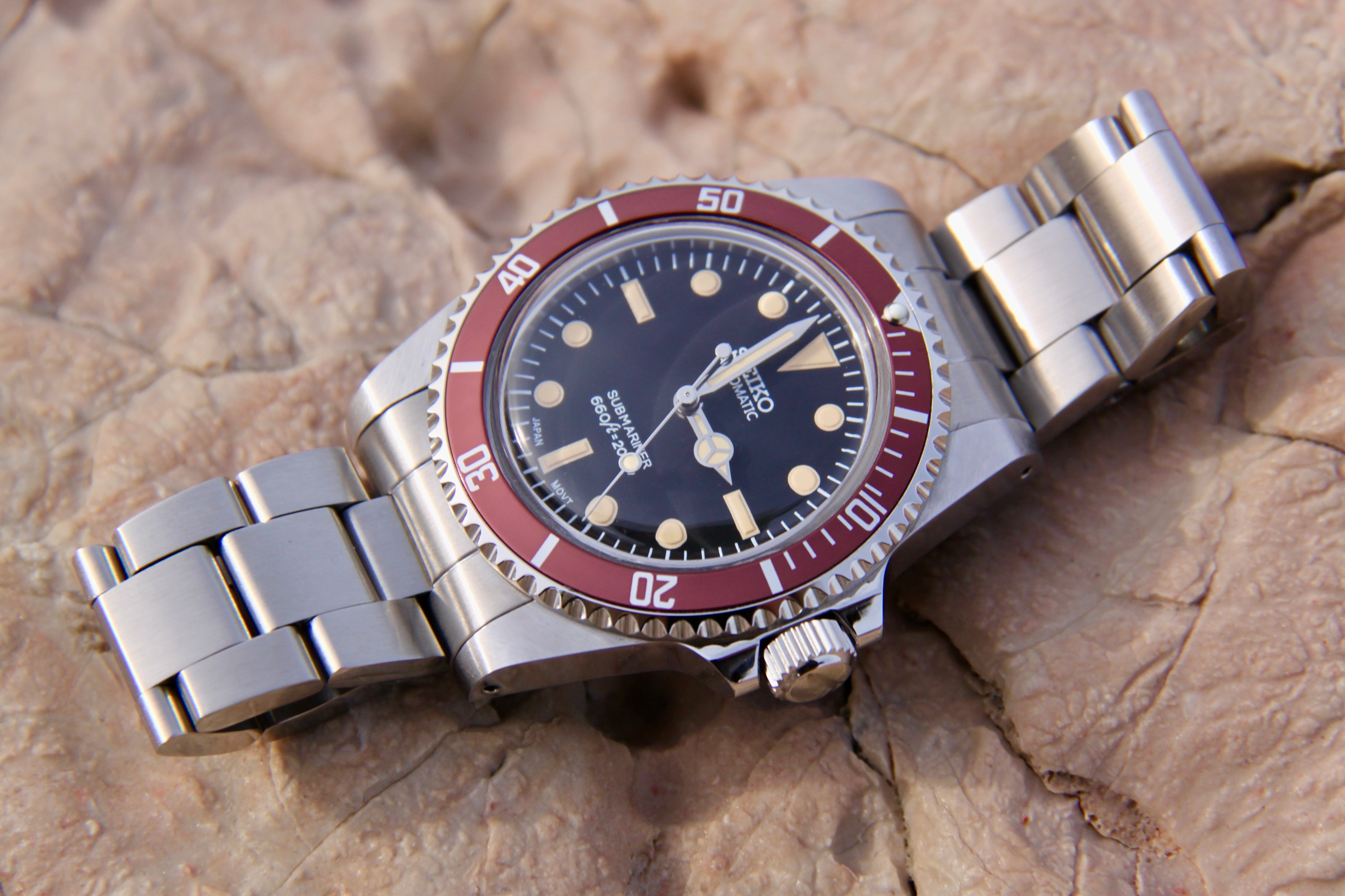 Seiko Mod Submariner Coffee Automatic Diver Watch 5513 Tribute