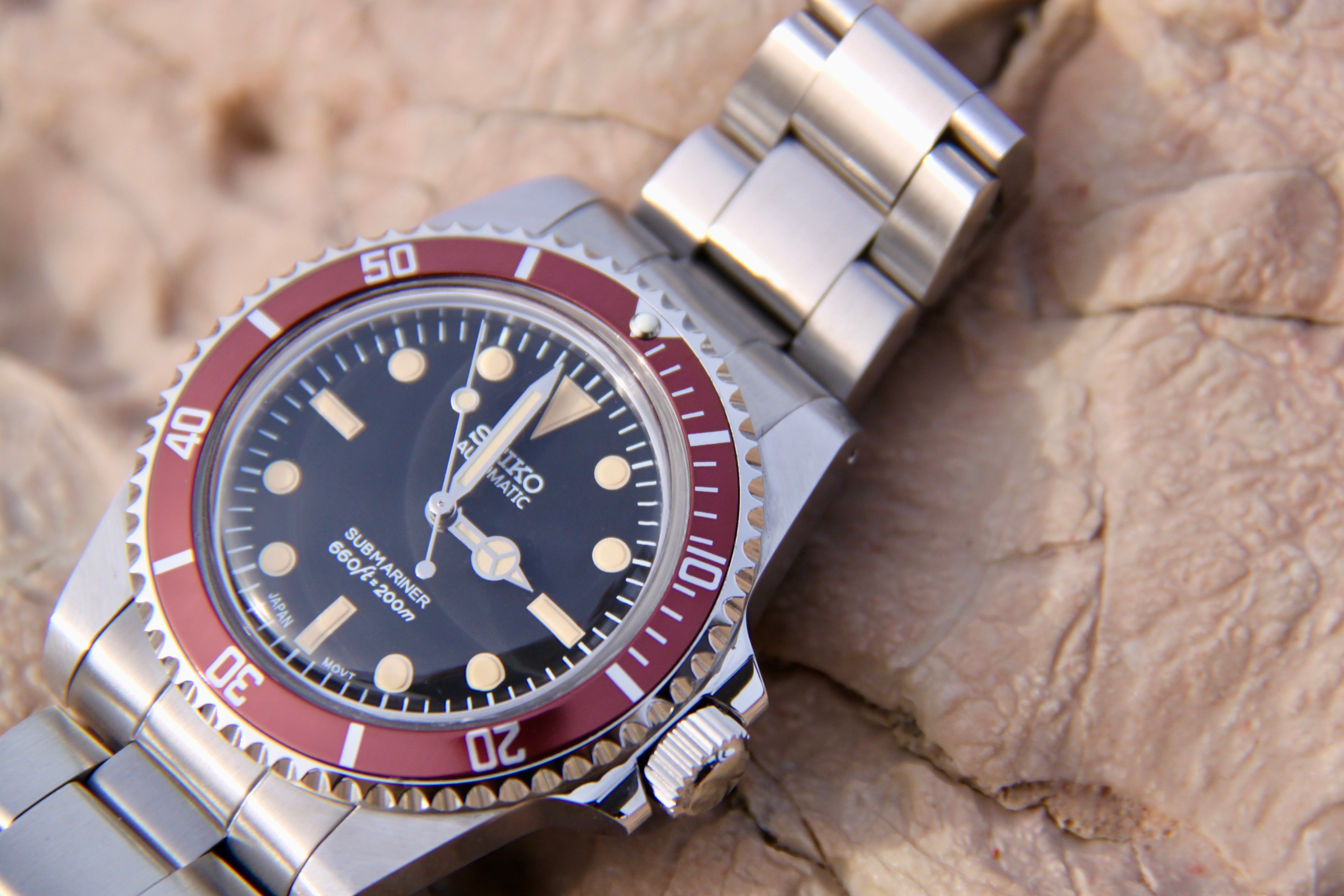 Seiko Mod Submariner Coffee Automatic Diver Watch 5513 Tribute