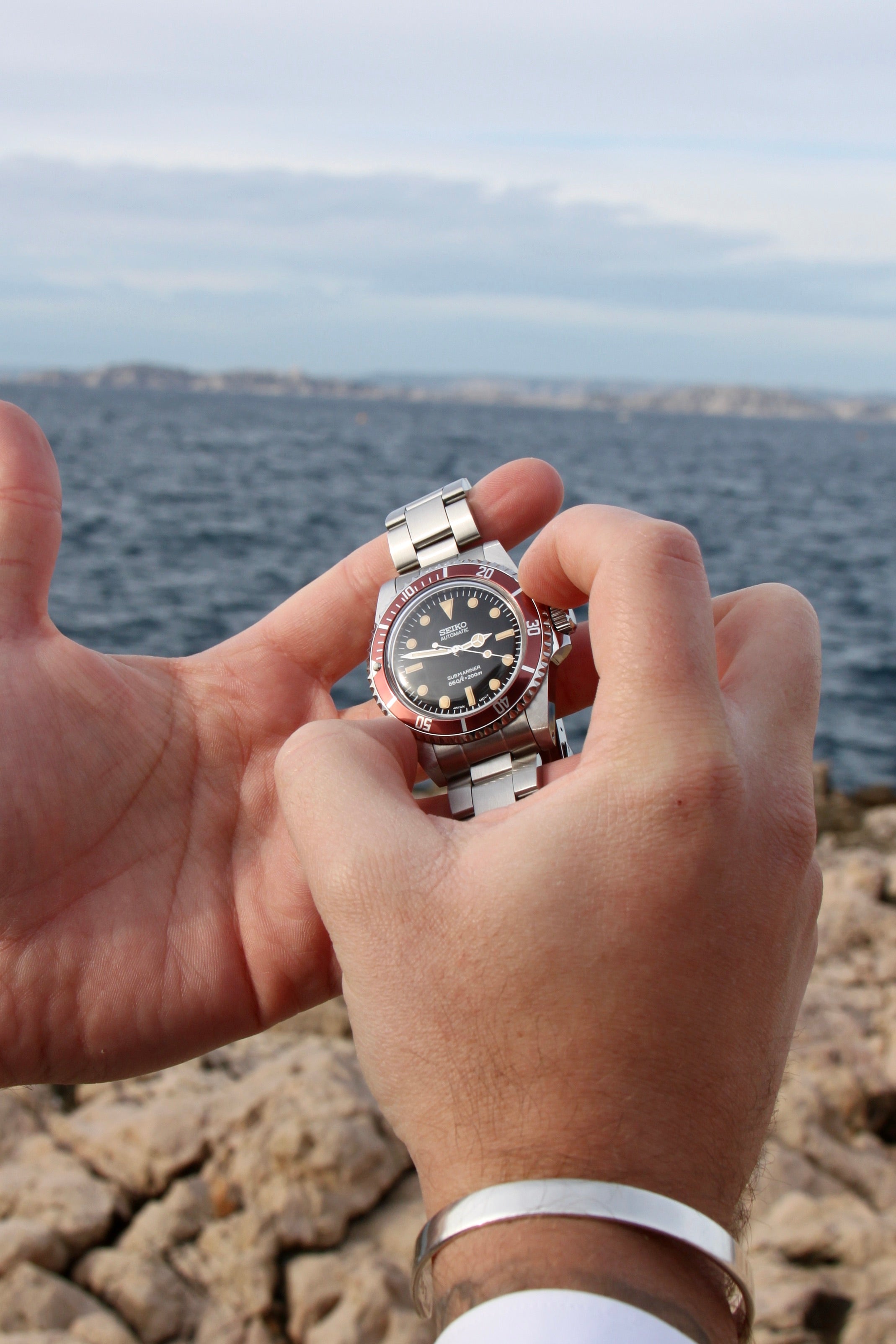 Seiko Mod Submariner Coffee Automatic Diver Watch 5513 Tribute