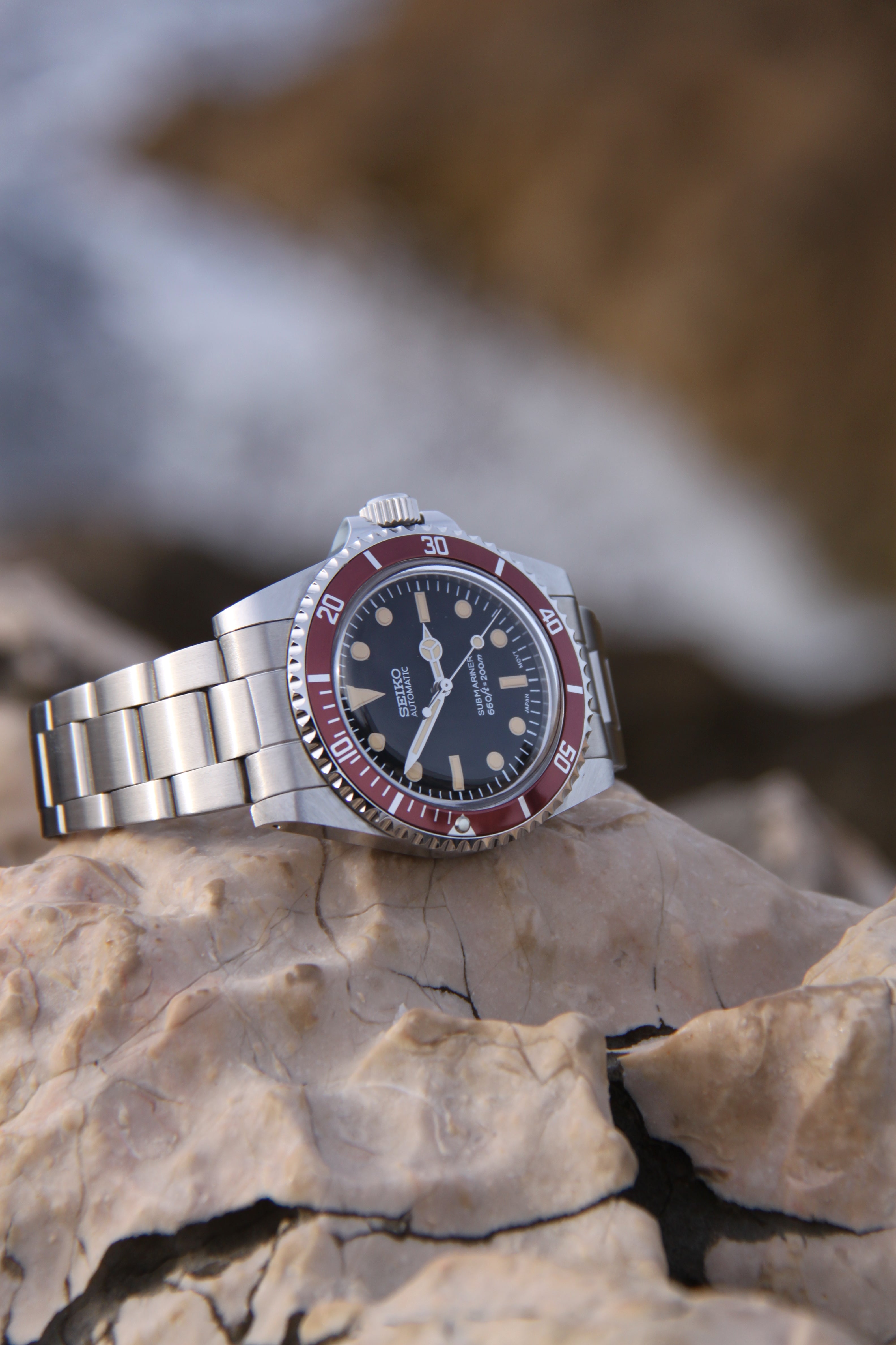 Seiko Mod Submariner Coffee Automatic Diver Watch 5513 Tribute