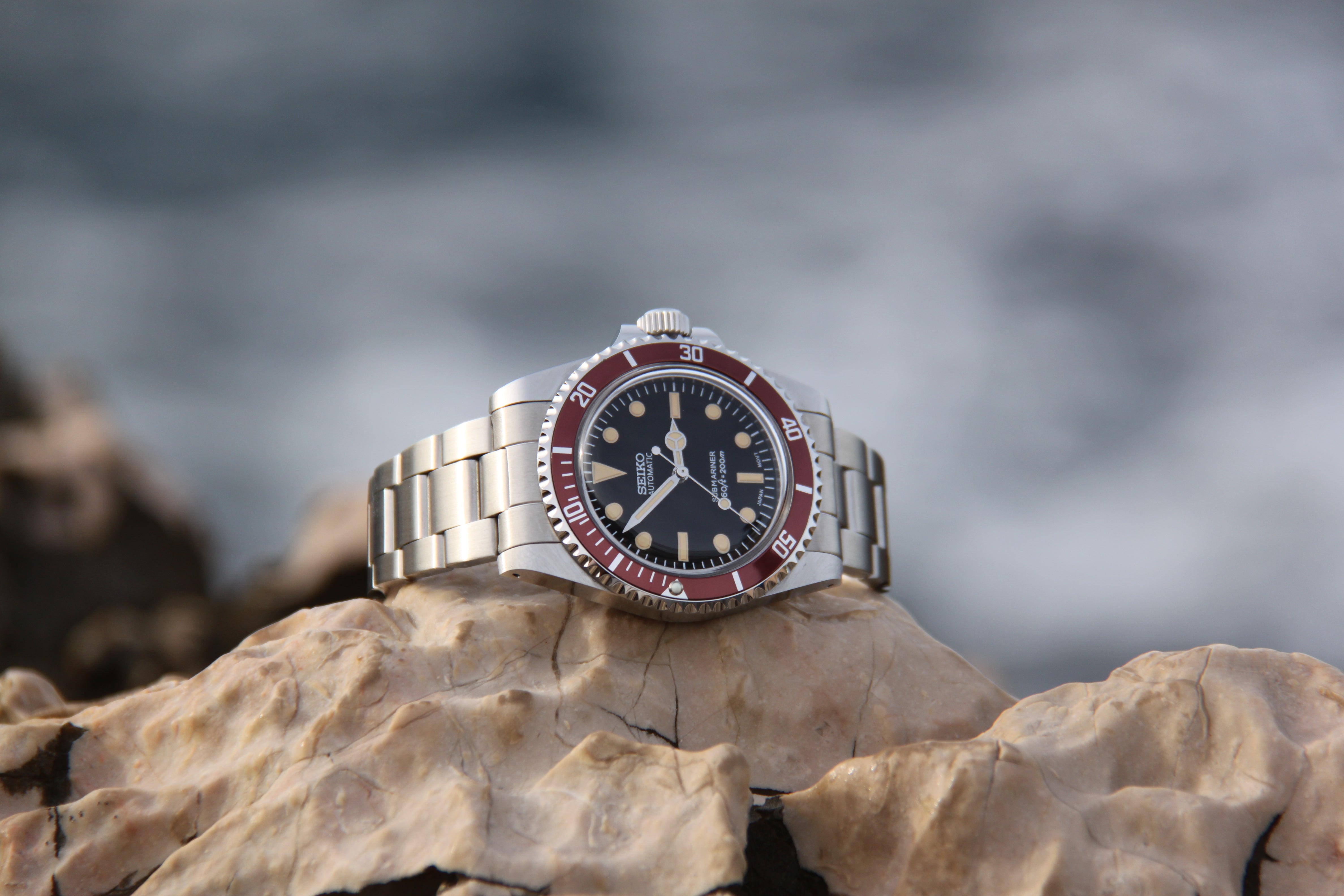 Seiko Mod Submariner Coffee Automatic Diver Watch 5513 Tribute