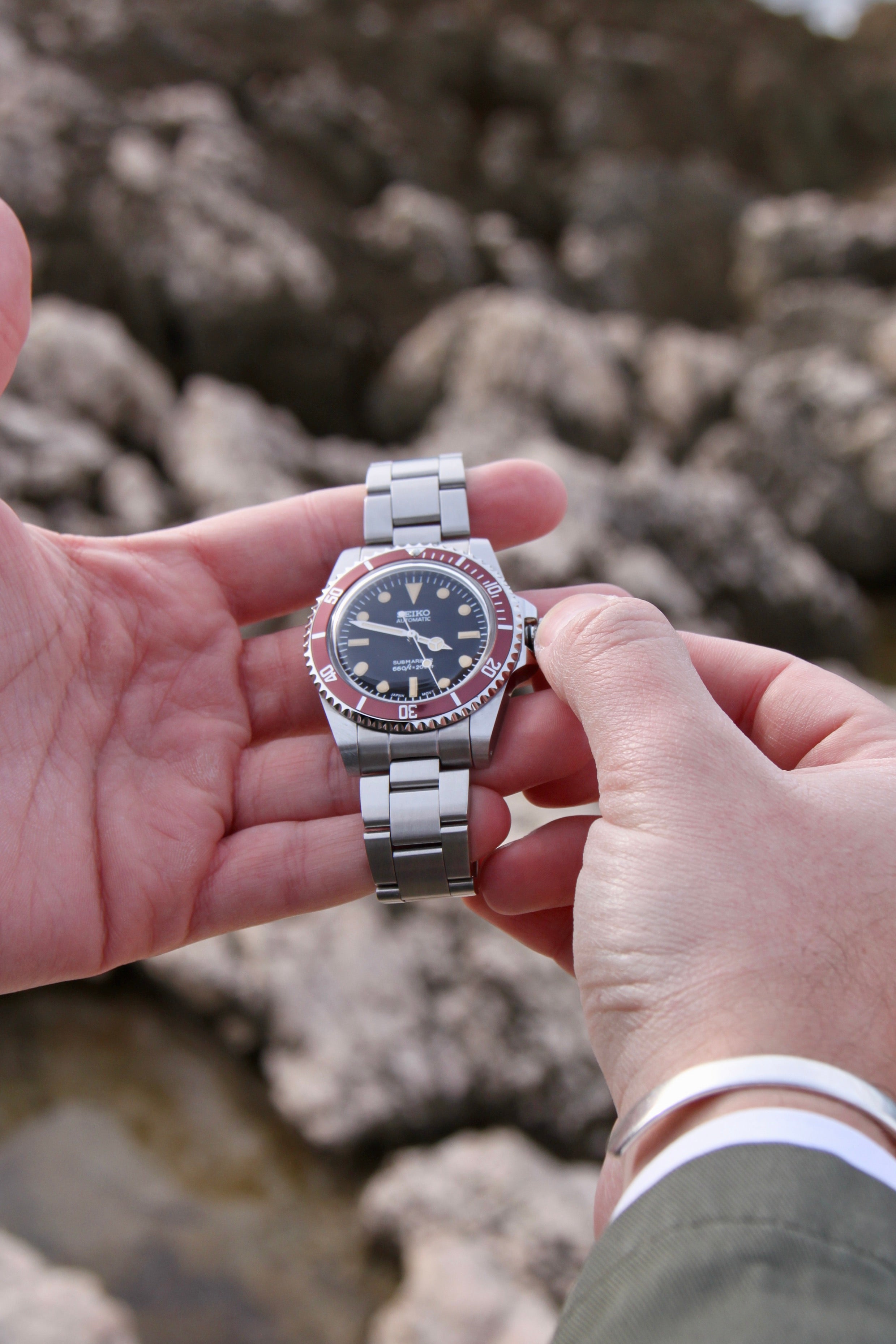 Seiko Mod Submariner Coffee Automatic Diver Watch 5513 Tribute