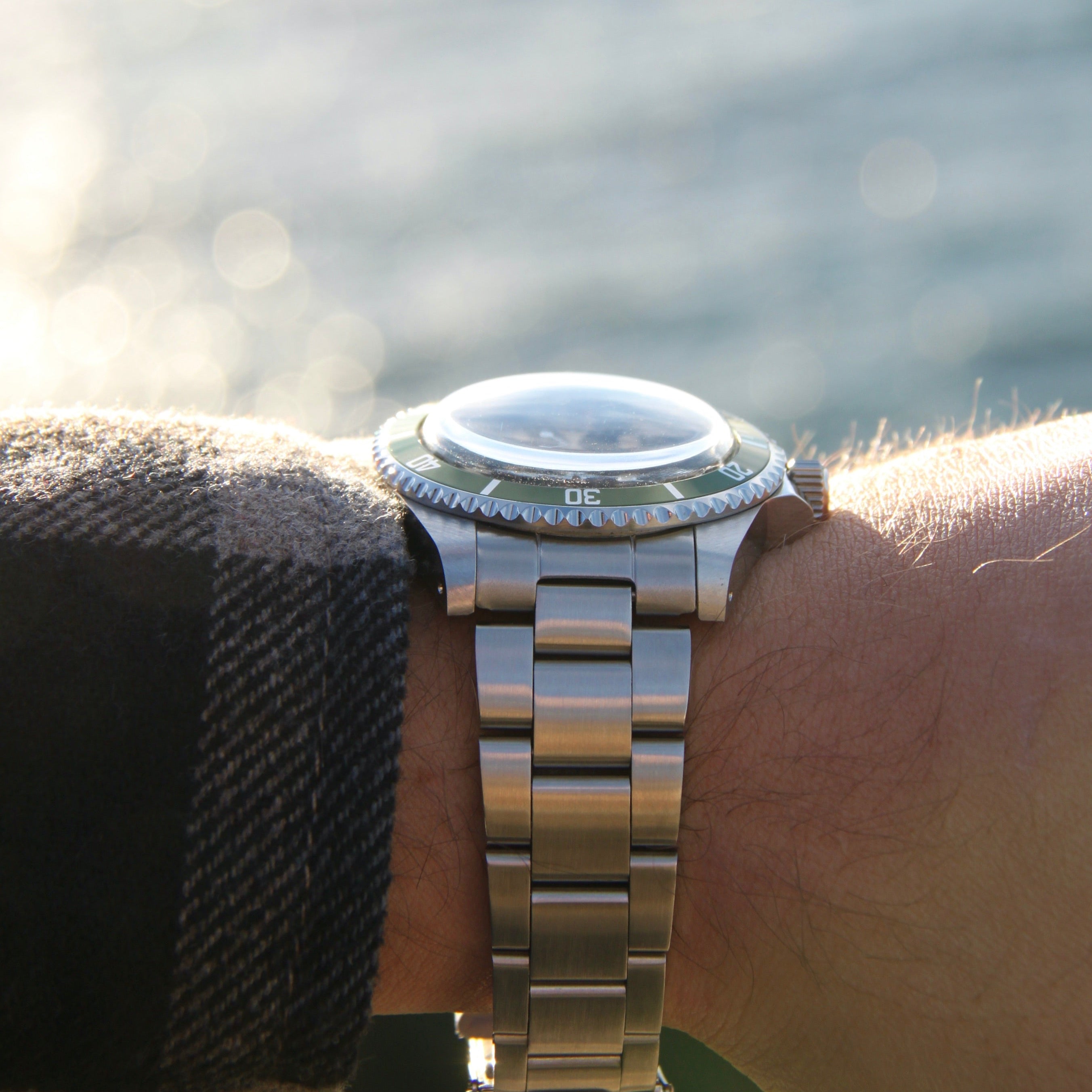 Seiko Submariner Green Line Bezel Hommage automatic Diver Watch