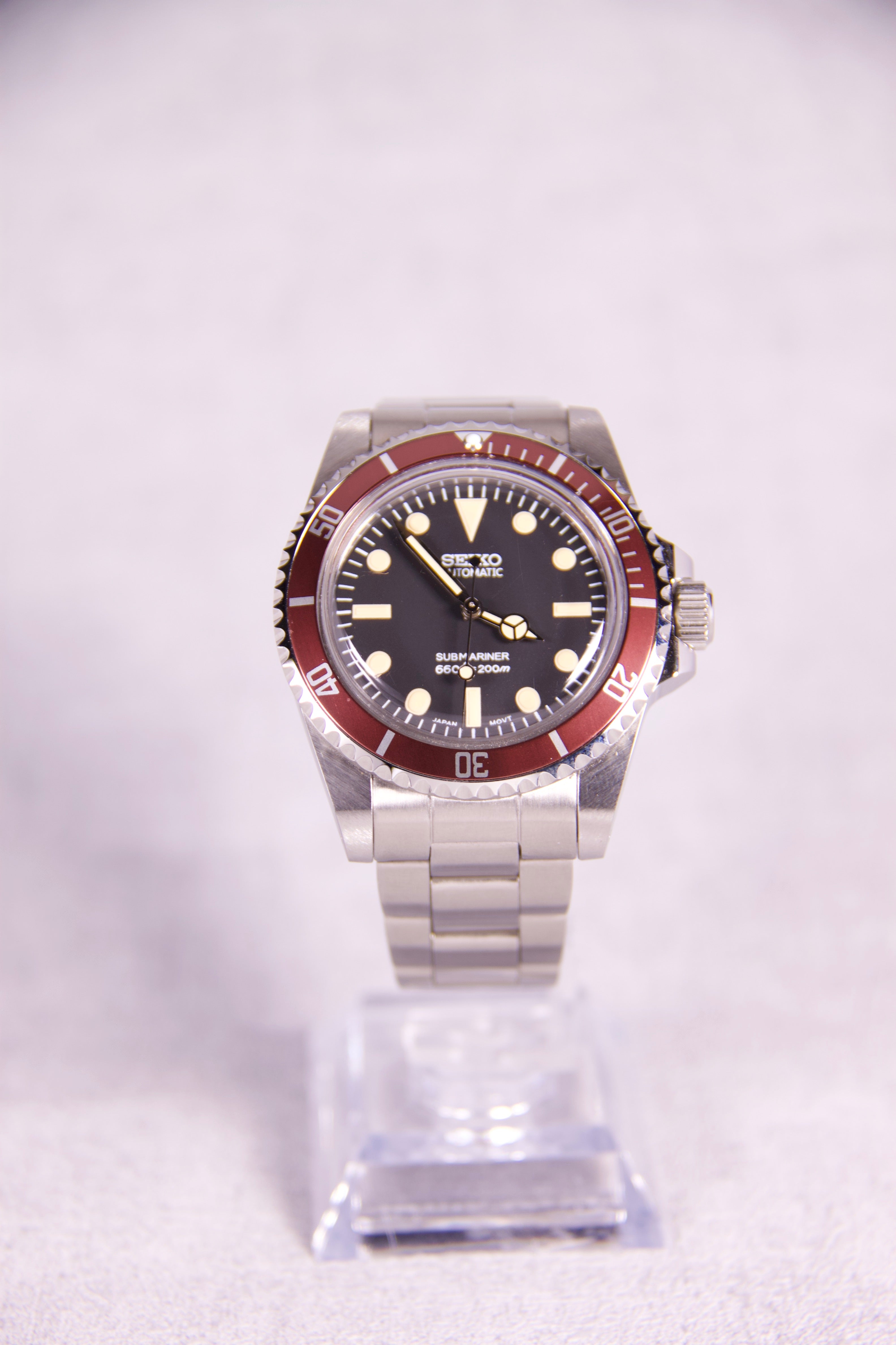 Seiko Mod Submariner Coffee Automatic Diver Watch 5513 Tribute