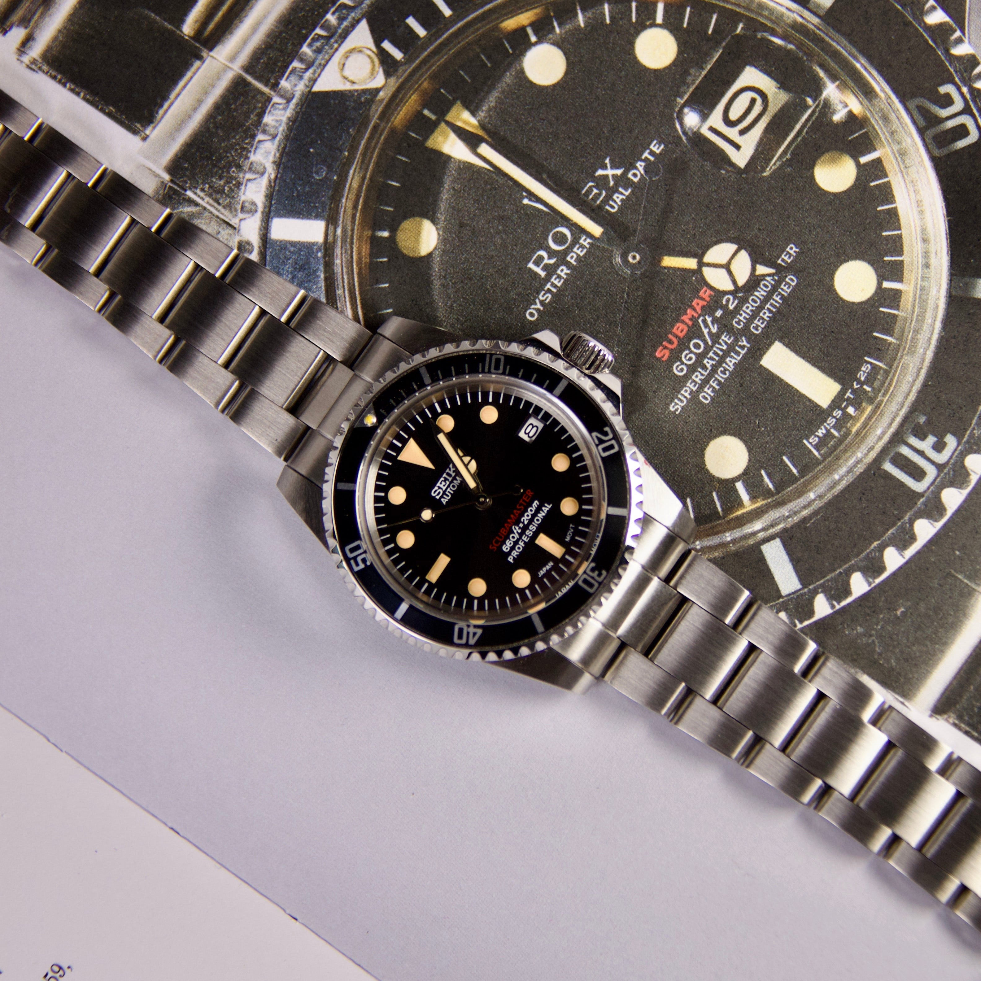 Seiko Submariner Red Line Dweller Tribute 1665 Automatic diver watch
