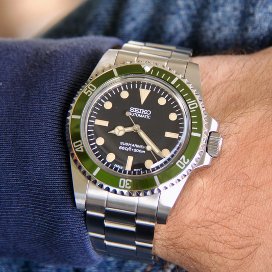 Seiko Submariner Green Line Bezel Hommage automatic Diver Watch