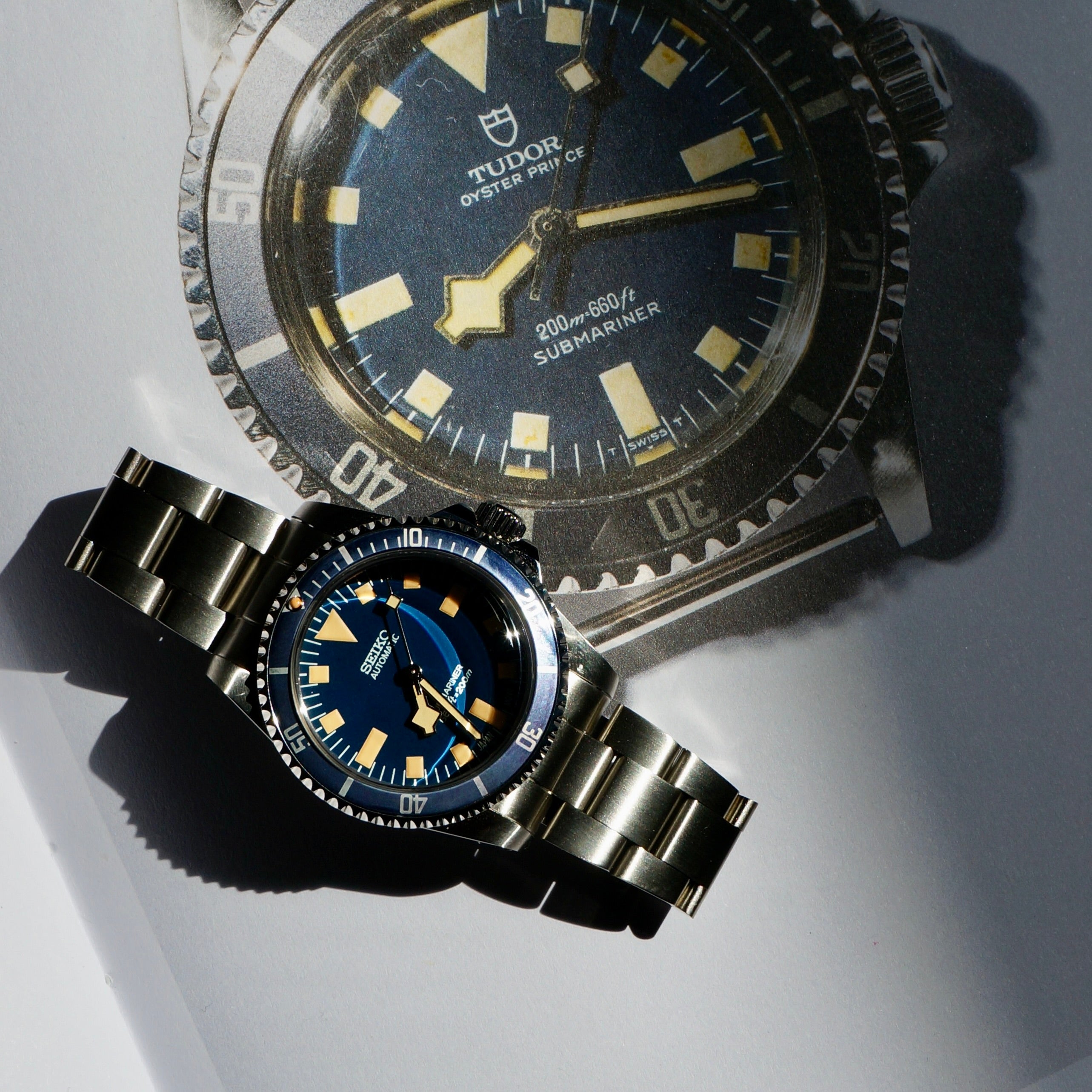 Seiko Submariner automatic Snowflake blue dial ghost bezel Marine National