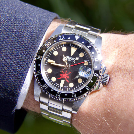 Seiko GMT Master Oman Dial custom Automatic vintage patina Black