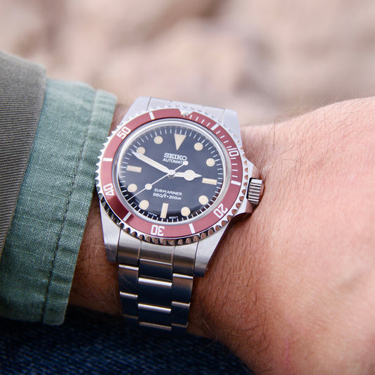 Seiko Mod Submariner Coffee Automatic Diver Watch 5513 Tribute