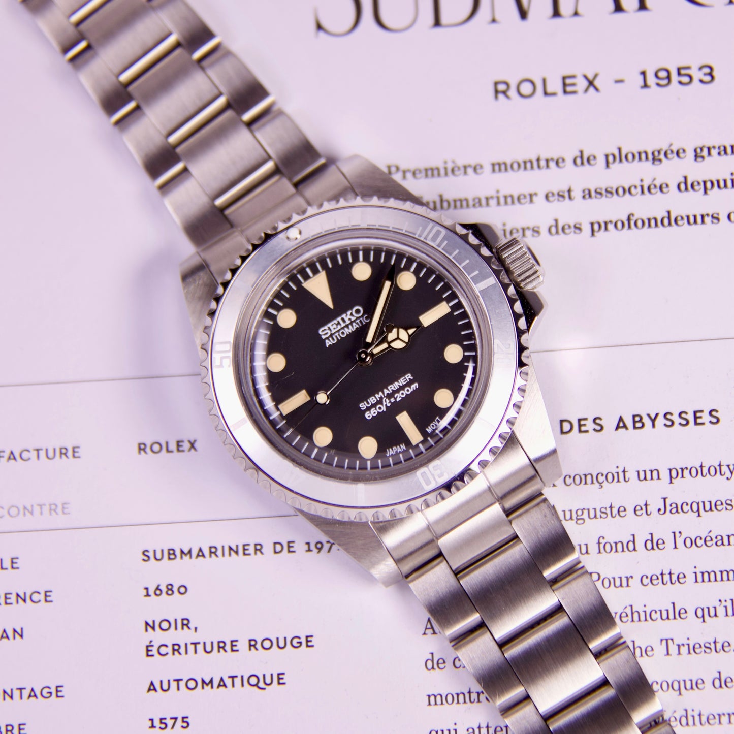 Seiko Submariner 5513 Ghost Automatic Diver Watch Vintage Tribute